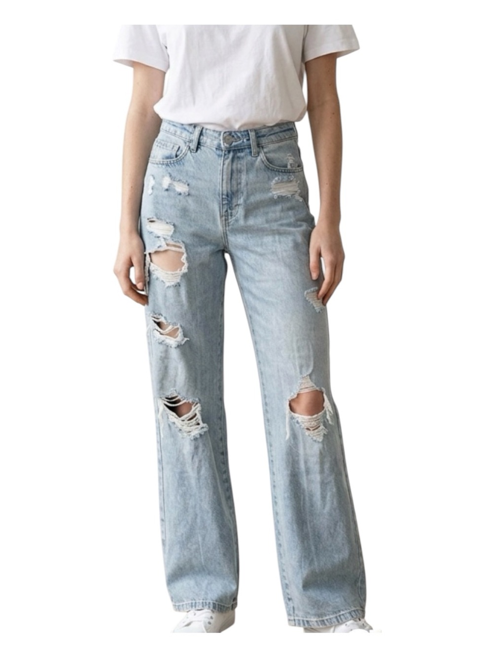 NWTS Ardene Light Blue Distressed Wide-Leg Jeans, size 7